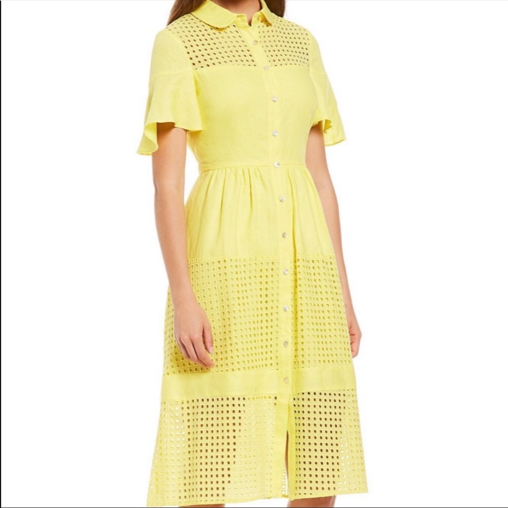 Badgley Mischka NWT Daily Lemon Linen Dress $209